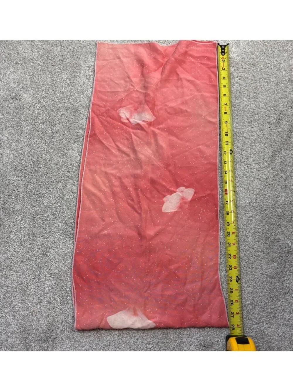 Japanese Silk Floral Peach Ginko Scarf Flaw Unbranded no tag 56 x 13 inches